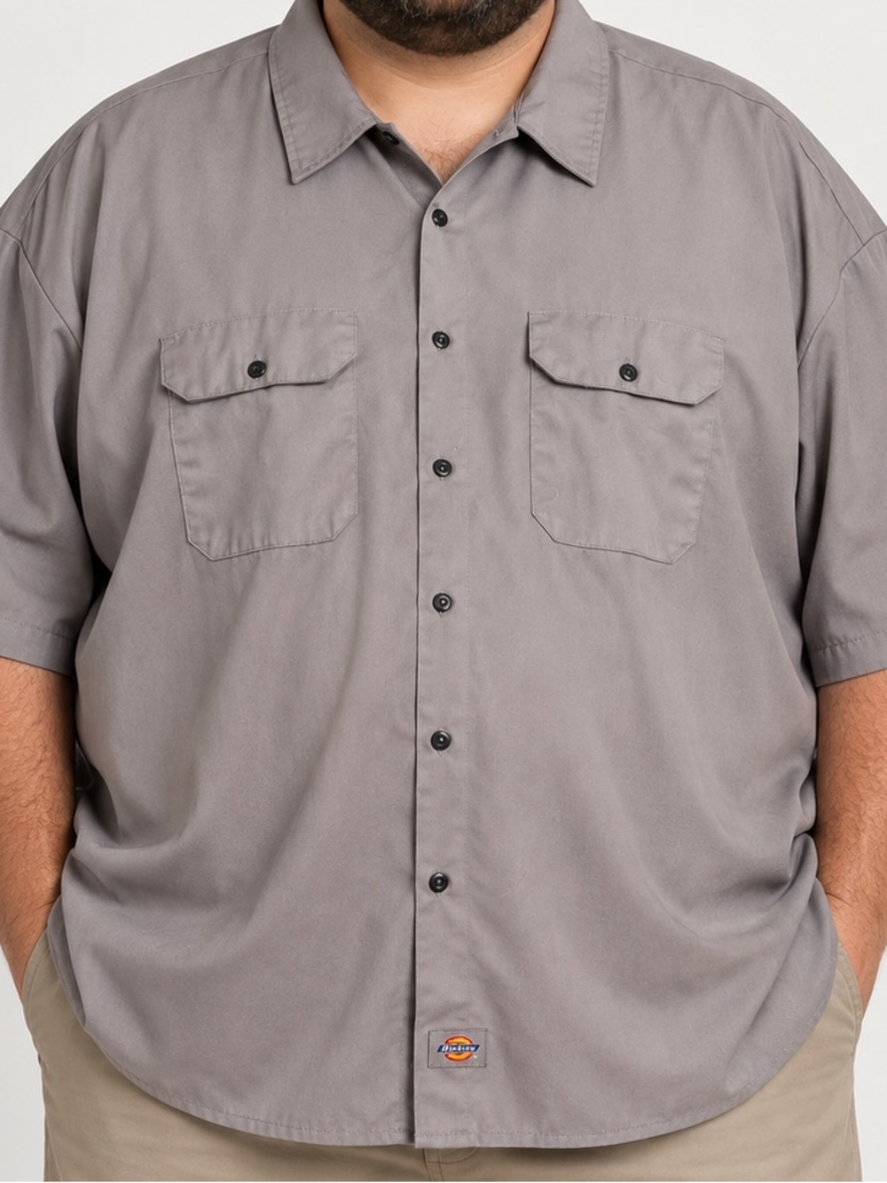 Dickies Men’s 5XL Gray Short Sleeve Work Shirt Original Fit Button Up